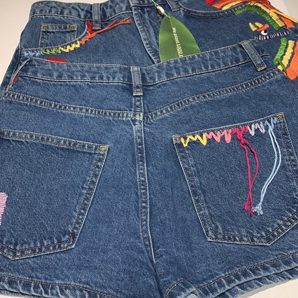 Farm x Anthropologie Colorful Birds Denim Shorts - Picture 8 of 8